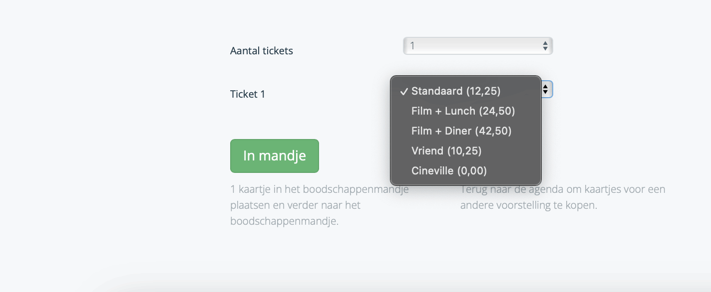 Een Film & Fork-ticket bestel je als volgt